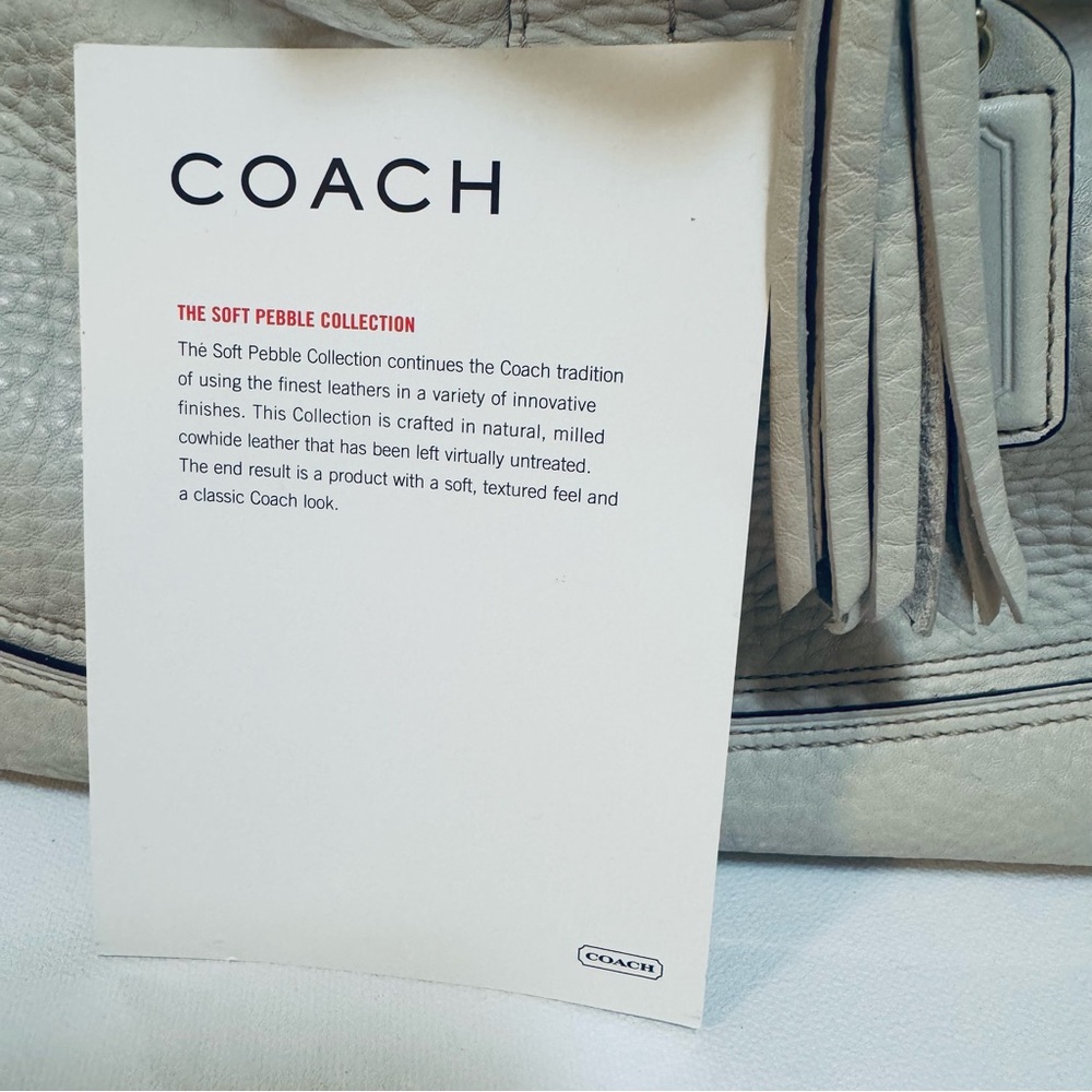 Coach Hampton Ivory Pebbled Leather Satchel - Picture 8 of 9